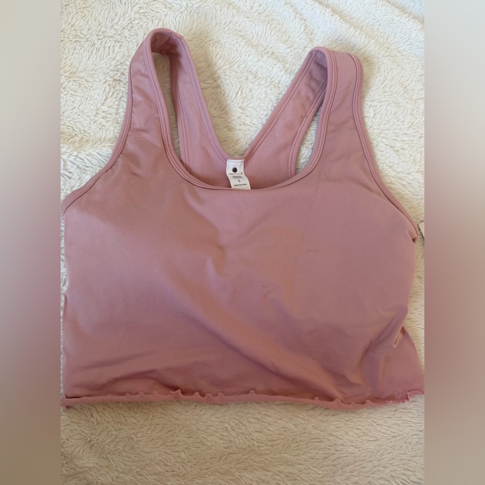 yogalicious Seamless Hollywood Ruffle Bra Pacific Pink Size L New